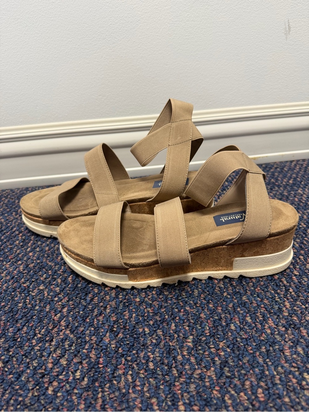 Natural Reflections Taupe Elastic Platform Sandals